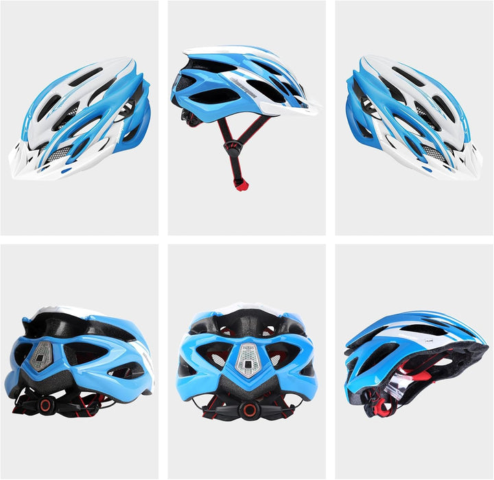Shinmax Fahrradhelm Herren Damen Fahrradhelm mit Licht Blau Weiss, Blau Weiß