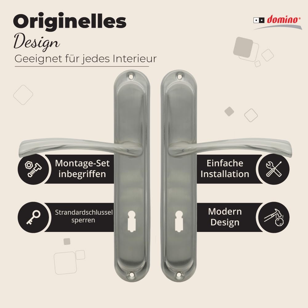 domino Türgriff, Drückergarnitur für Zimmertüren, Türdrücker-Set, Türklinke, Türbeschläge, Innentür