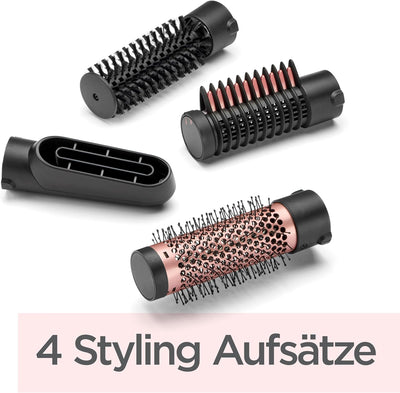 BaByliss Perfect Finish, Warmluftbürste, mit mehreren Aufsätzen, 2 Temperaturstufen und Kühlluftfunk