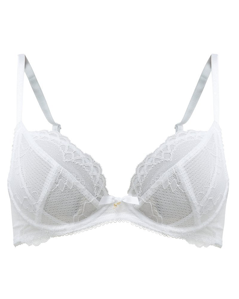 Gossard Damen Superboost Spitzen, Ungepolstert Plunge-BH, Undurchsichtige 70E Weiss (Weiss), 70E Wei