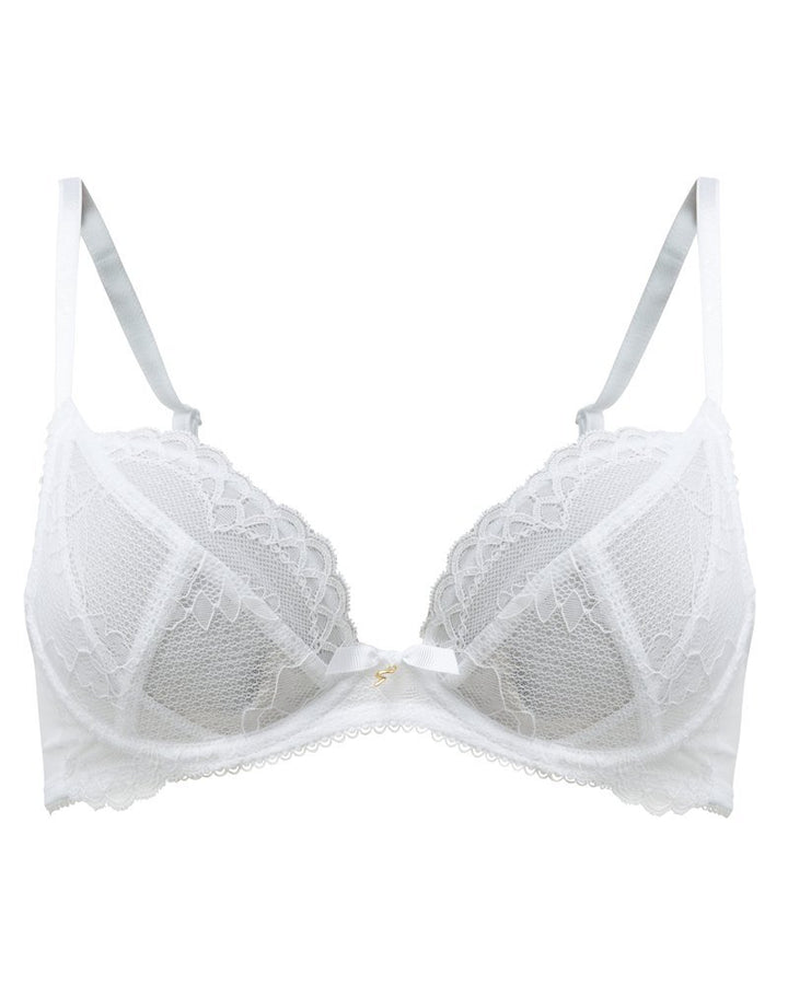 Gossard Damen Superboost Spitzen, Ungepolstert Plunge-BH, Undurchsichtige 70E Weiss (Weiss), 70E Wei