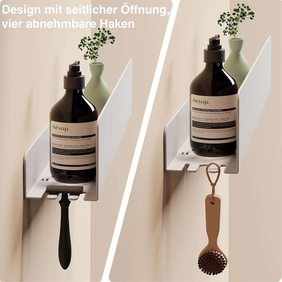 REKITA Duschablage ohne Bohren - 2 Stück, Badezimmer Organizer, Duschablage Edelstahl mit 4 Abnehmba
