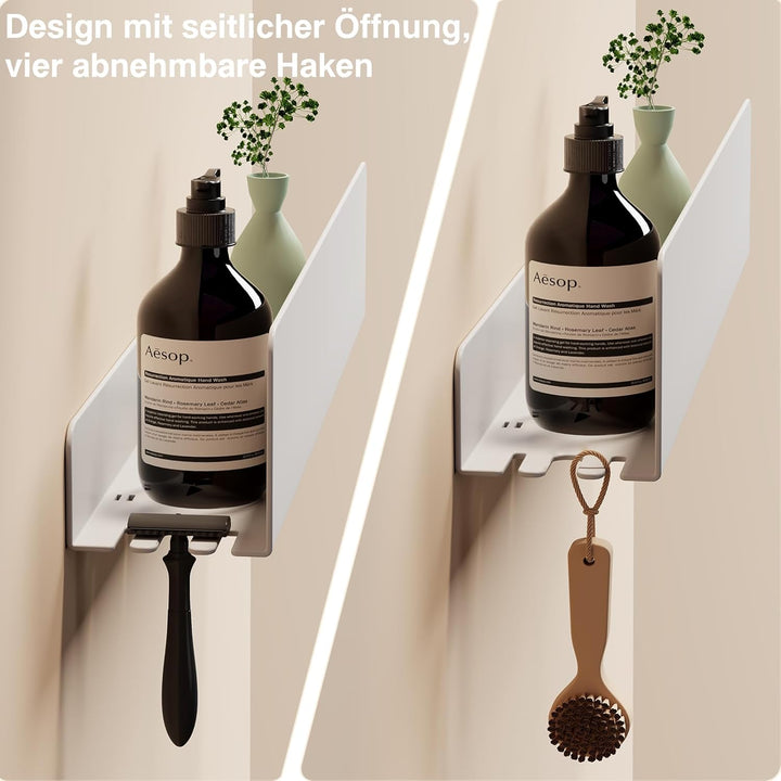 REKITA Duschablage ohne Bohren - 2 Stück, Badezimmer Organizer, Duschablage Edelstahl mit 4 Abnehmba