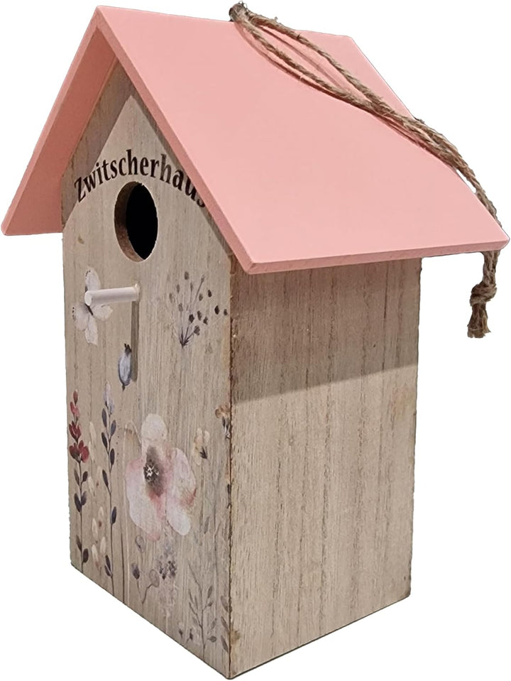Nistkasten, versch. Ausführungen, 22 x 12 x 16 cm, aus Holz (Rosa Dach, 22 x 12 x 16 cm) Rosa Dach 2