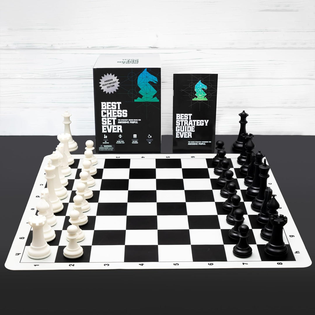 Best Chess Set Ever 3X – Turnierschachset mit 20" Silikonbrett (Patentiert, Beidseitig & Aufrollbar)