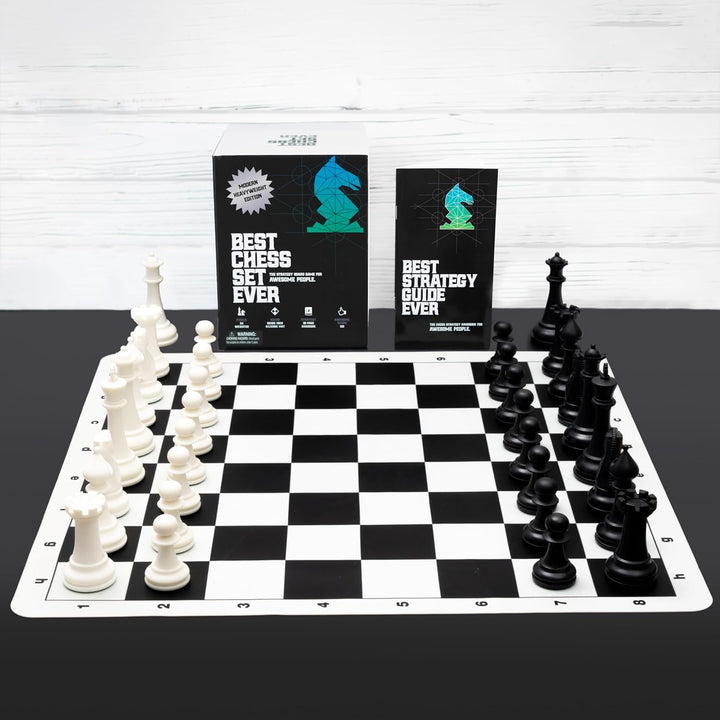 Best Chess Set Ever 3X – Turnierschachset mit 20" Silikonbrett (Patentiert, Beidseitig & Aufrollbar)