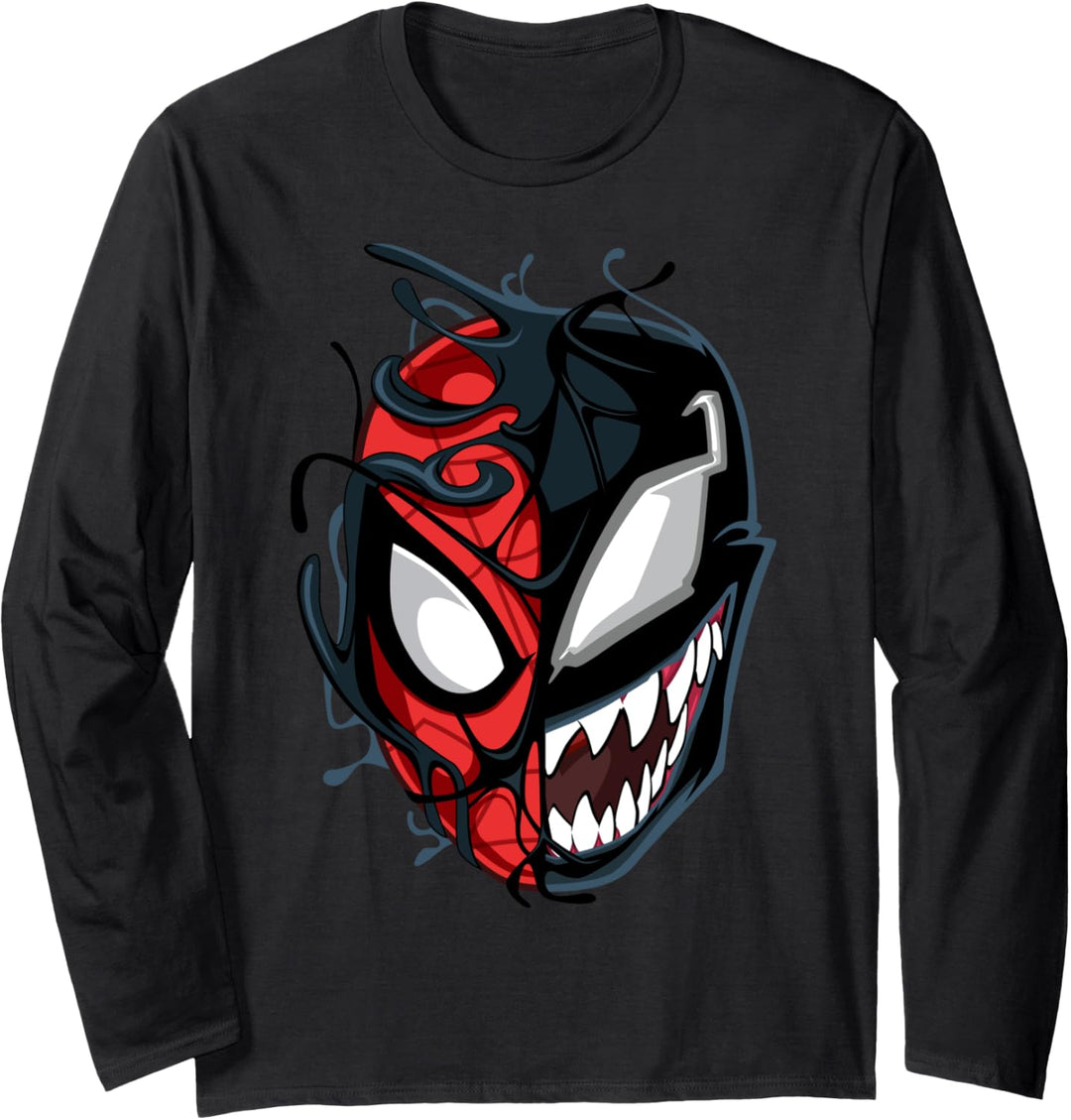 Marvel Spider-Man Peter Venom Split Face Langarmshirt