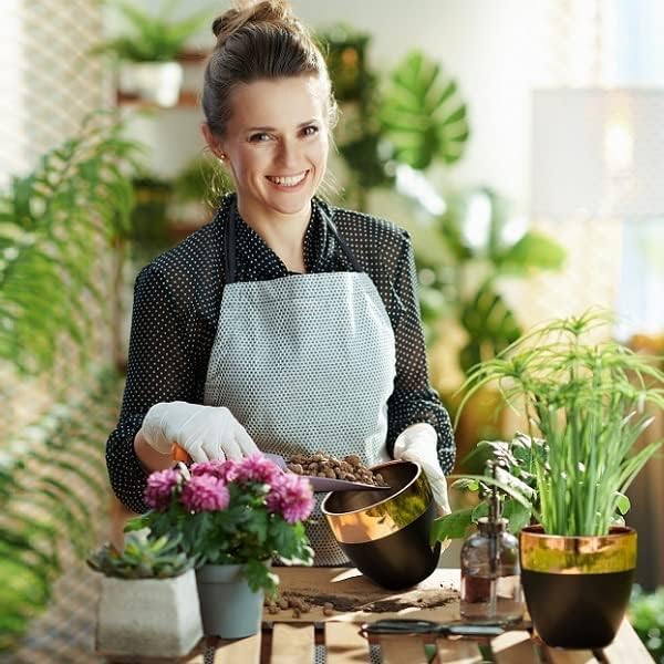 Jinfa 6er-Set Keramik Blumentöpfe Übertöpfe | Mattschwarz mit rosegoldenem Finish | Durchmesser 13,5