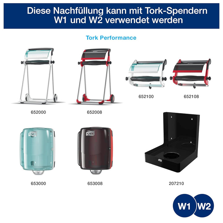 Tork 130052 Starke Mehrzweck Papiertücher für W1/W2 Systeme / 2-lagiges saugfähiges Papier in Blau /
