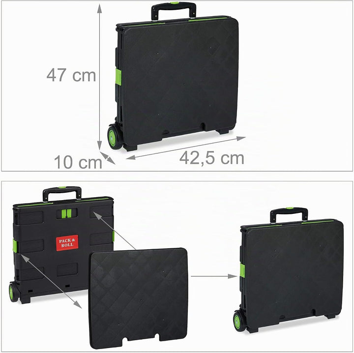 Relaxdays Einkaufstrolley klappbar, bis 35 kg, 50 l Kiste, mit Teleskopgriff, 2 Rollen, Transport Tr