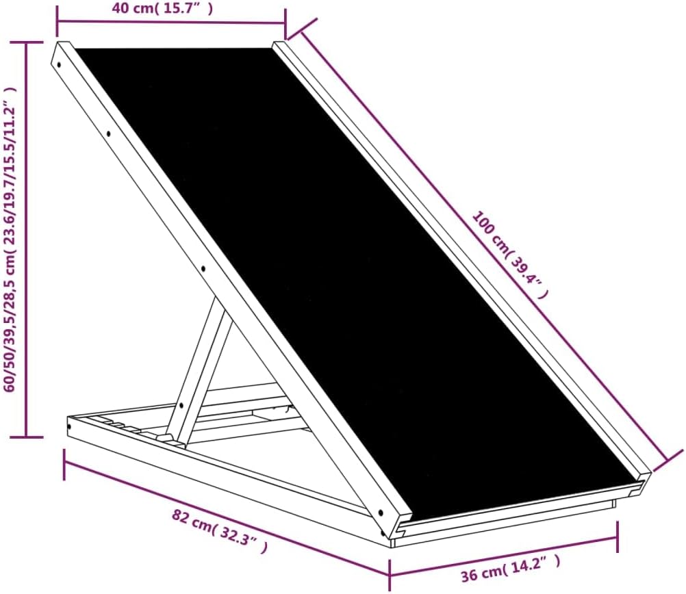 vidaXL Hunderampe Grau 70x35 cm Massivholz Tanne, 70 x 35 cm