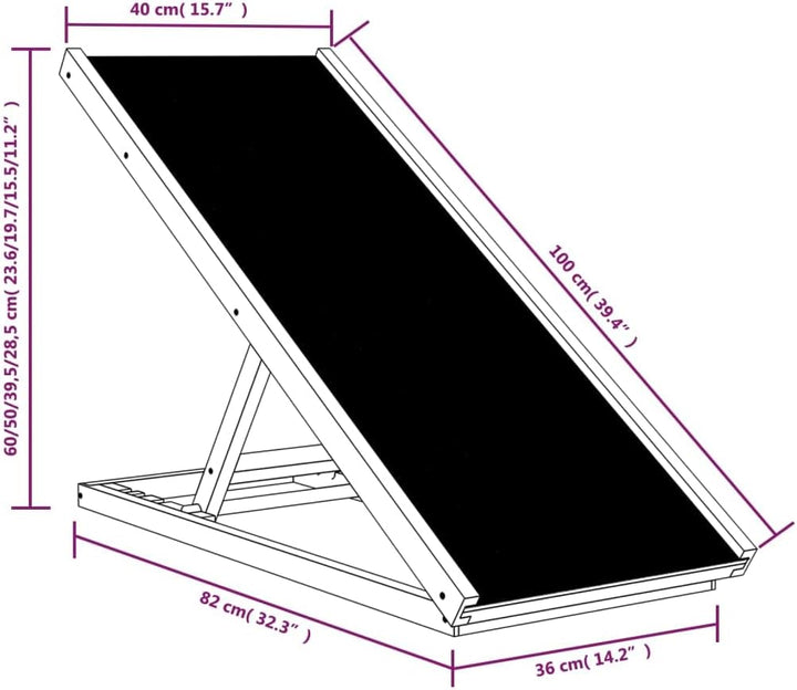vidaXL Hunderampe Grau 70x35 cm Massivholz Tanne, 70 x 35 cm