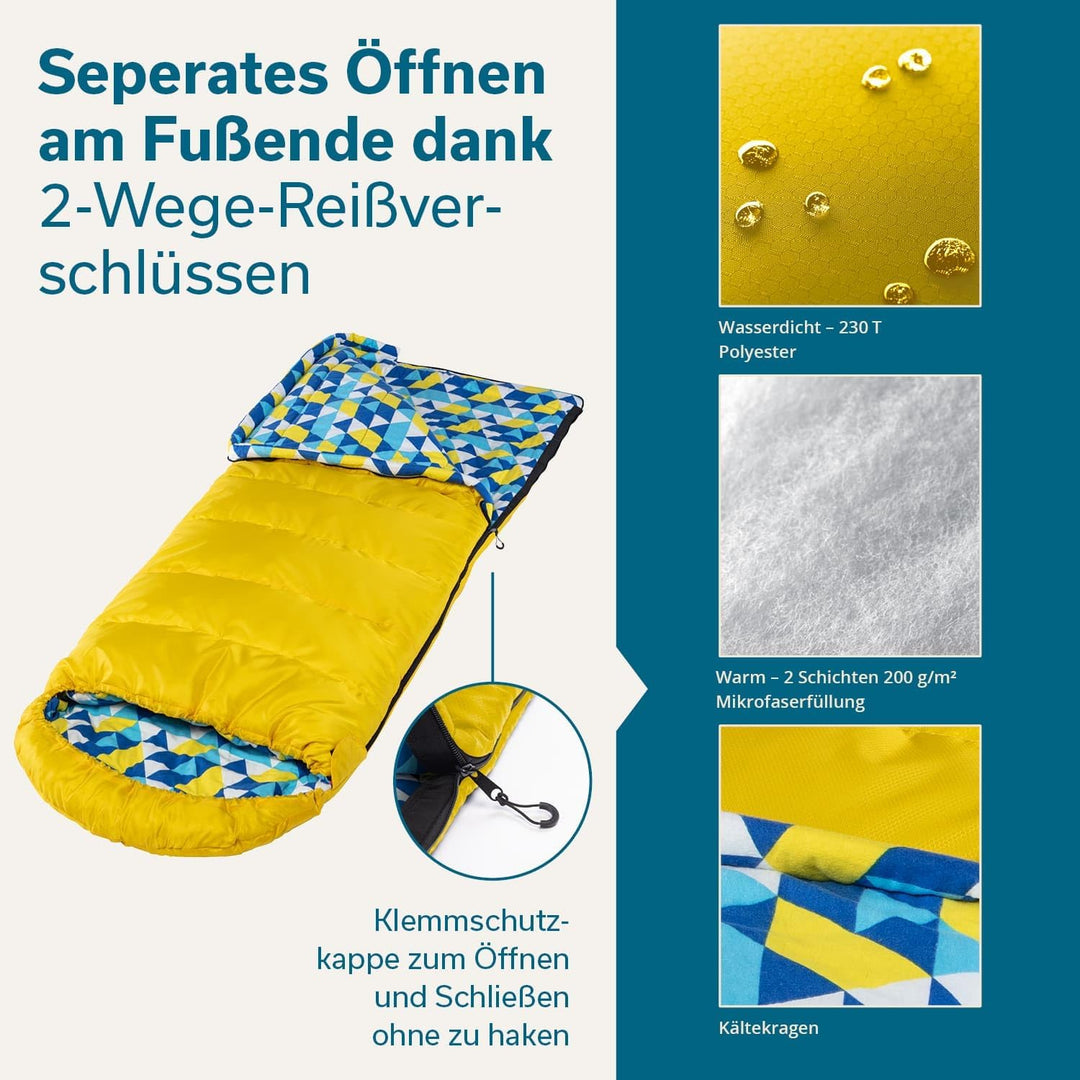 Skandika Dundee Junior Kinderschlafsack | Outdoor Camping Schlafsack für Kinder, Flanell-Innenfutter