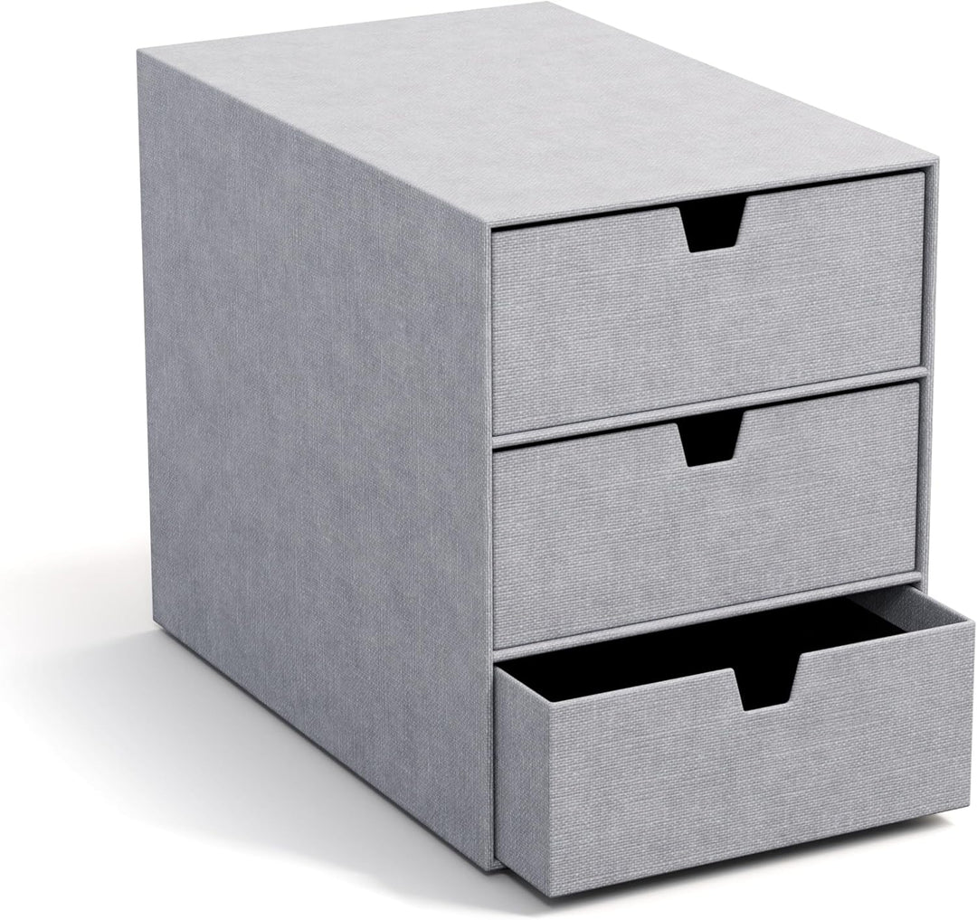 BIGSO INGRID Schubladenbox für Dokumente und Bürobedarf – Schreibtisch Organizer mit 3 Schubladen –