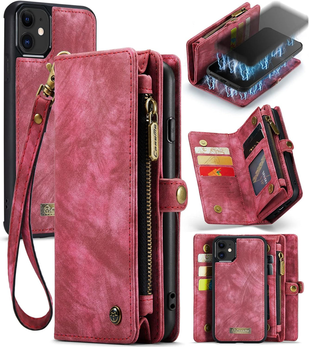 UFinetech 2-in-1 iPhone 11 Hülle Tasche Design Flip TPU Bumper Leder Abnehmbar Flexibel Magnetische