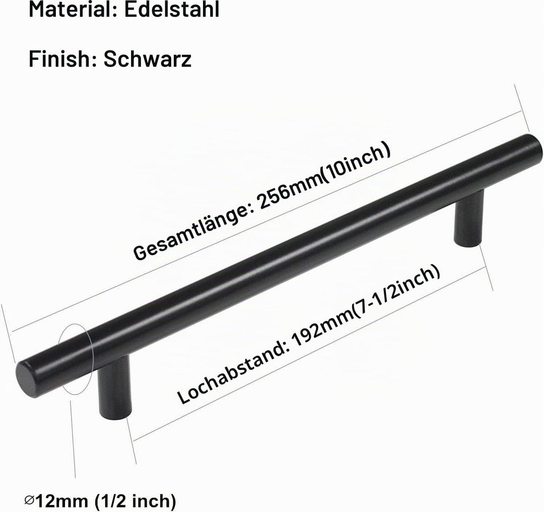 goldenwarm 15 Stück Möbelgriffe Schwarz 192mm Schrankgriffe Schwarz Griffe für Küchenschränke Türgri