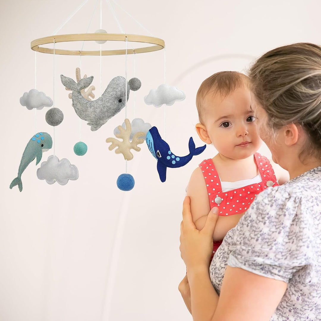 Mobil Baby Filz Wale Koralle Holz Meeres-Elemente Hängende Bettglocke Windspiel für Neugeborene Gesc