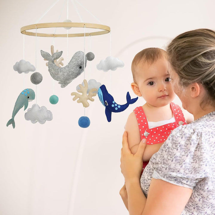 Mobil Baby Filz Wale Koralle Holz Meeres-Elemente Hängende Bettglocke Windspiel für Neugeborene Gesc