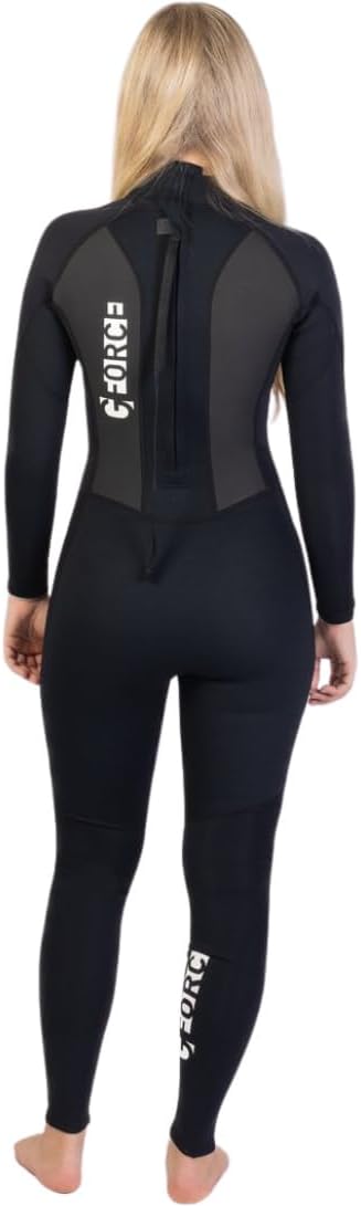 GUL Damen G-Force 3mm Back Zip Neoprenanzug - Schwarz - 100% D-Flex Einsätze für Strapazierfähigkeit