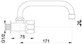 HYDROLAND Wasserventil, 3/4" U-Form, Wandventil, Kaltwasser, Schwenkbarer Auslauf, ein Knopf, Küchen