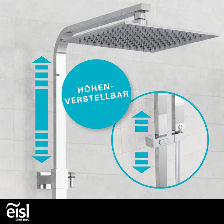 EISL CALVINO Duschsystem mit Thermostat Armatur, Komplettes Duschset mit Brausegarnitur (Regendusche