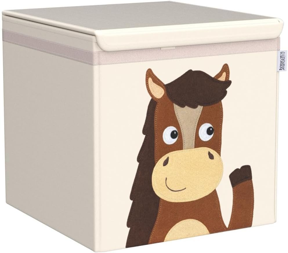 GLÜCKSWOLKE Kinder Aufbewahrungsbox - 15 Motive I Spielzeugkiste mit Deckel für Kinderzimmer I Spiel