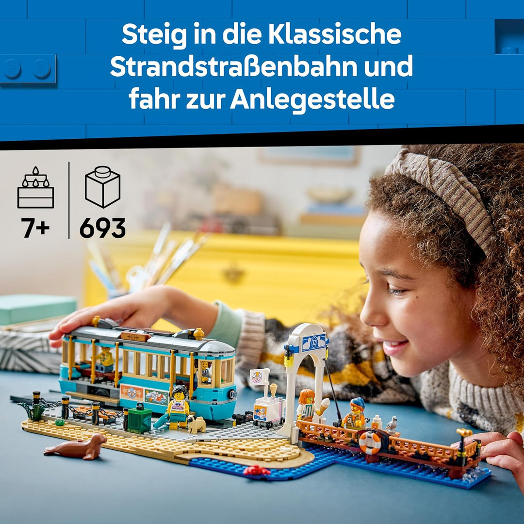 LEGO City Klassische Strandstrassenbahn Spielzeug - Modellbau mit Schienenstrecke, Strassenszene, 5