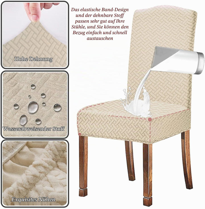 KELUINA Stretch wasserdichte Jacquard mit langem Gitter Esszimmer Stuhlhussen Home Decor, Stuhlhusse