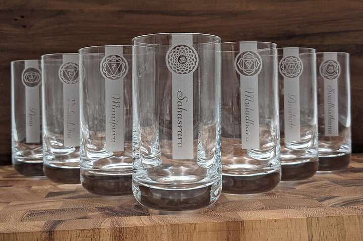freakulized Chakren Gläser 7er Set 255ml Yoga Meditation & Energie Chakra Cups