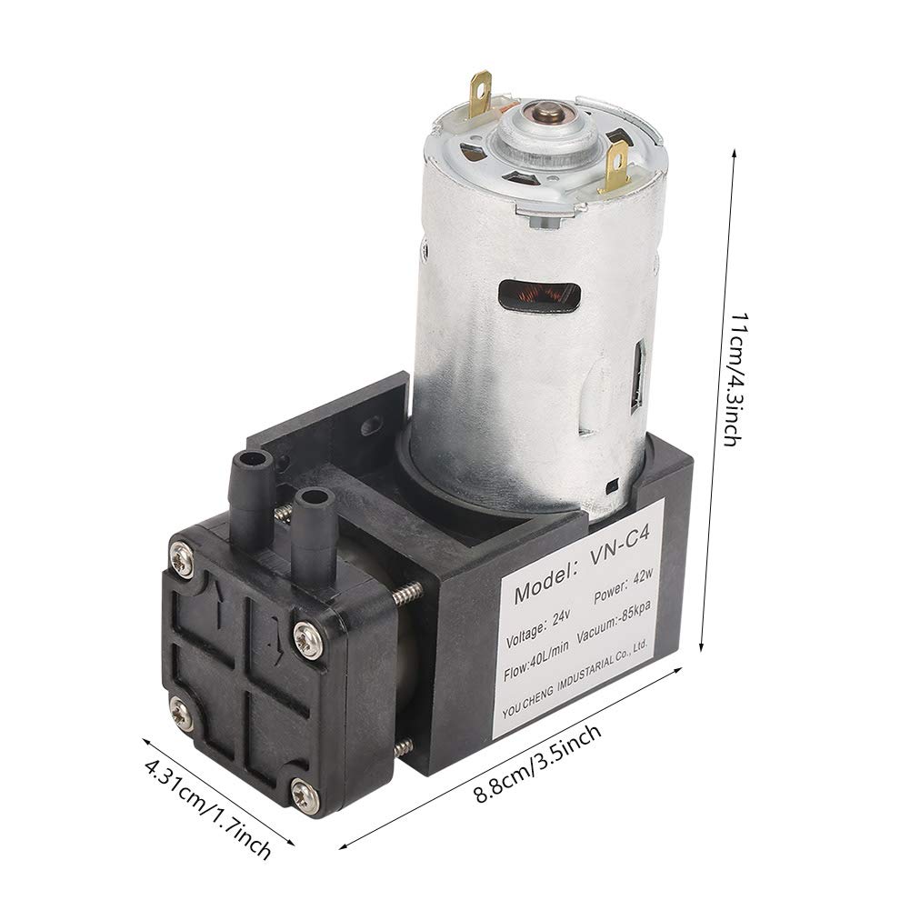 Vakuumpumpe, DC 24V Mini öllose Vakuumpumpe, 85kPa Vakuumgrad, Durchfluss 40L/Min Vakuumpumpe, geräu