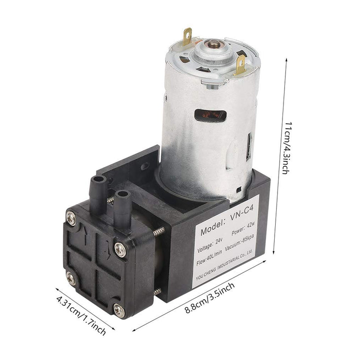 Vakuumpumpe, DC 24V Mini öllose Vakuumpumpe, 85kPa Vakuumgrad, Durchfluss 40L/Min Vakuumpumpe, geräu