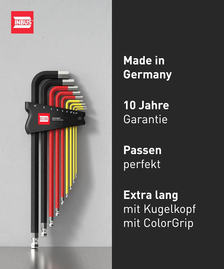 INBUS® 75558 DEUTSCHLAND Set 9tlg, 1.5–10mm, mit ColorGrip & Kugelkopf | Das Original. Made in Germa