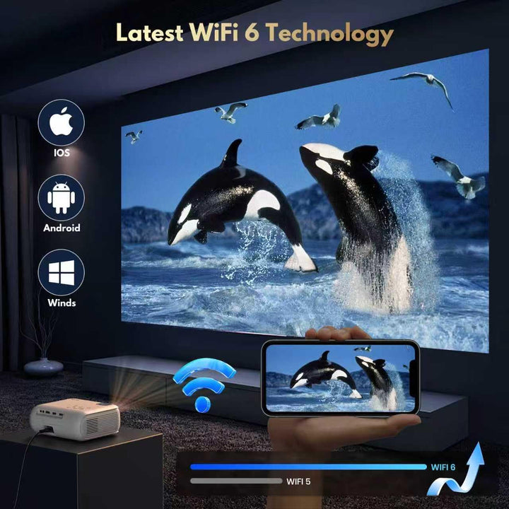 2026Mini Beamer FHD 4K,Lower Noise 450ANSI Tageslichttauglicher projektor|Auto-Keystone,HiFi-Lautspr