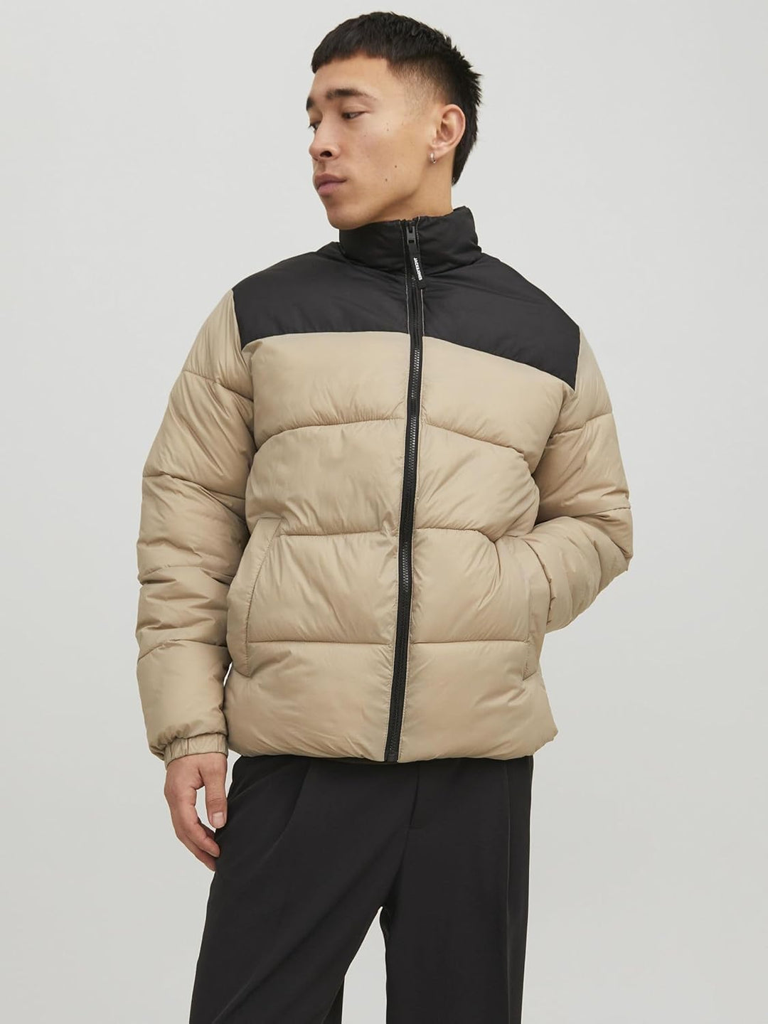 JACK & JONES Herren Jjetoby Puffer Collar Sn Pufferjacke XL Jet Black, XL Jet Black