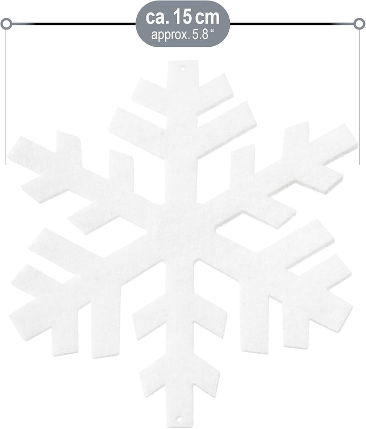 com-four® 16x Tannenbaumschmuck Set - Schneestern-Anhänger - Weihnachtsbaum-Hängedeko zum Dekorieren