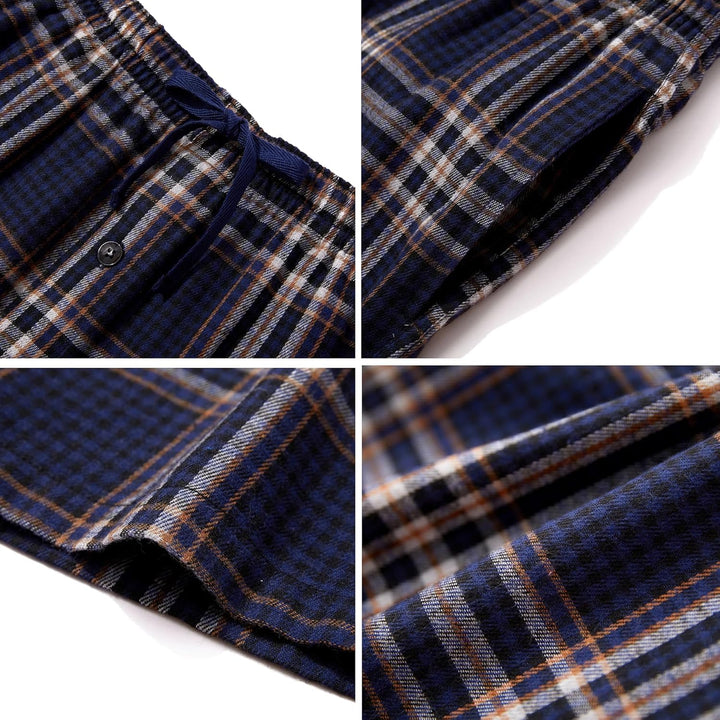 Jveyvth Herren Pyjamahose Flanell Baumwolle kariert Schlaf & Lounge Hose, PJ Hose mit Taschen und Kn