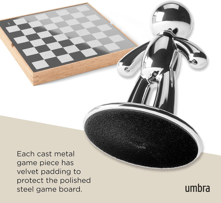 Umbra Buddy Schachspiel, Eschenholz, Natur, 36 x 36 x 6 cm, 33-Einheiten Modern, Modern