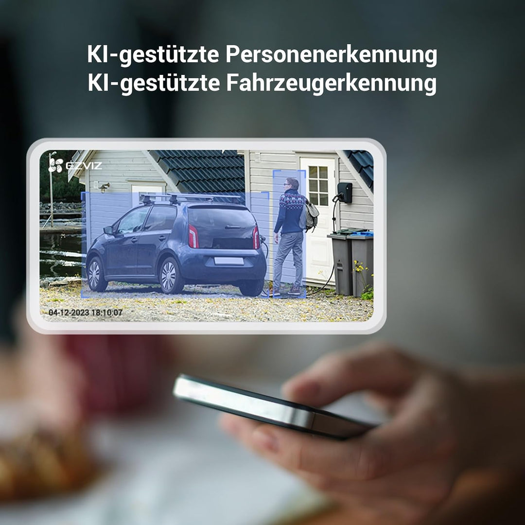 EZVIZ 3MP Akku Überwachungskamera, kabellose WLAN 6 IP Aussenkamera mit AOV-Modus, KI Personen-/Fahr