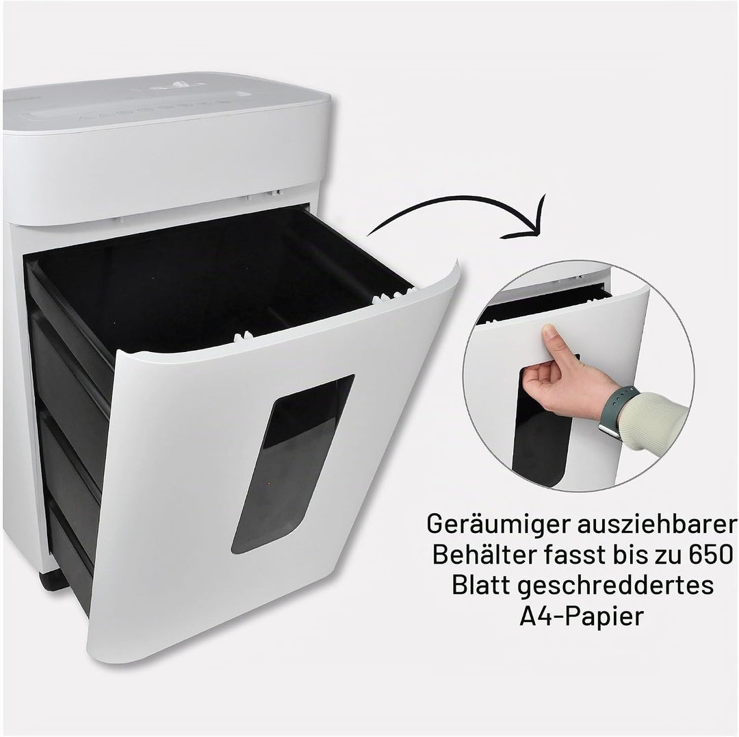 DESQ® Aktenvernichter Sicherheitsstufe P5 - Microcut (2500 Partikel/A4), 2 x 12 mm, 20 Liter, 10 min