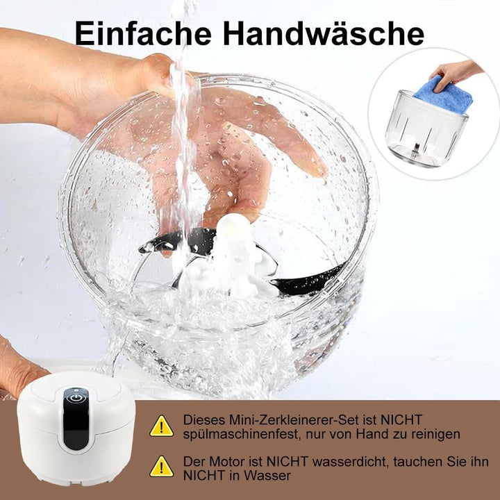 Elektrischer Küchenzerkleinerer, 350ml Zwiebel Zerkleinerer Elektrisch, USB-Aufladung, Kabelloser Ze