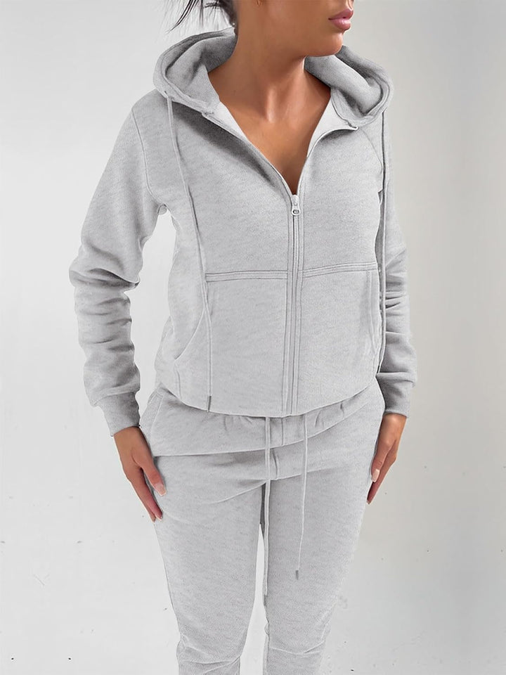 REORIA Damen Trainingsanzüge Warm Baumwolle Hausanzug Dicker Jogginganzug Set Langarmes Activewear W
