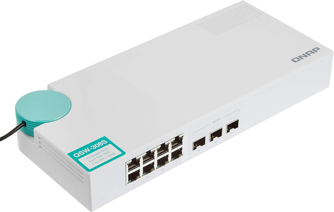 Qnap Qsw-308S-US 10-GbE Switch mit 3-Port 10G TVS-+ und 8-Port Gigabit ungemanaged Switch Standard,