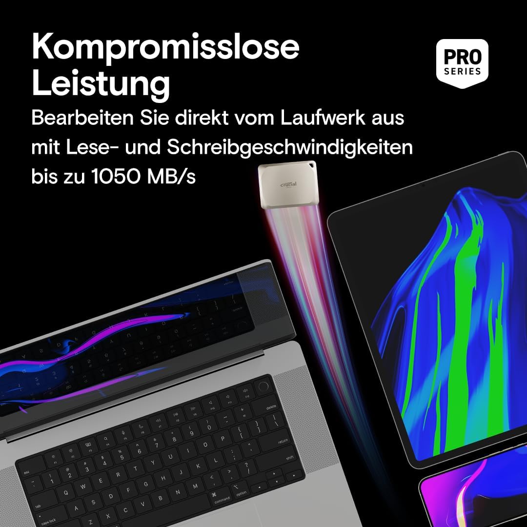 Crucial X9 Pro für Mac 4TB Externe SSD Festplatte, bis zu 1050MB/s Lesen/Schreiben, Mac ready, inkl.