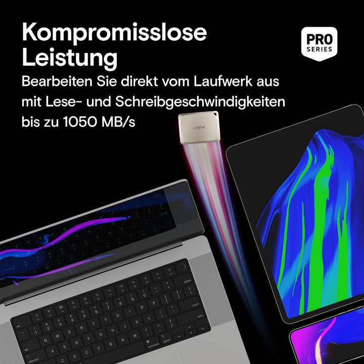 Crucial X9 Pro für Mac 4TB Externe SSD Festplatte, bis zu 1050MB/s Lesen/Schreiben, Mac ready, inkl.