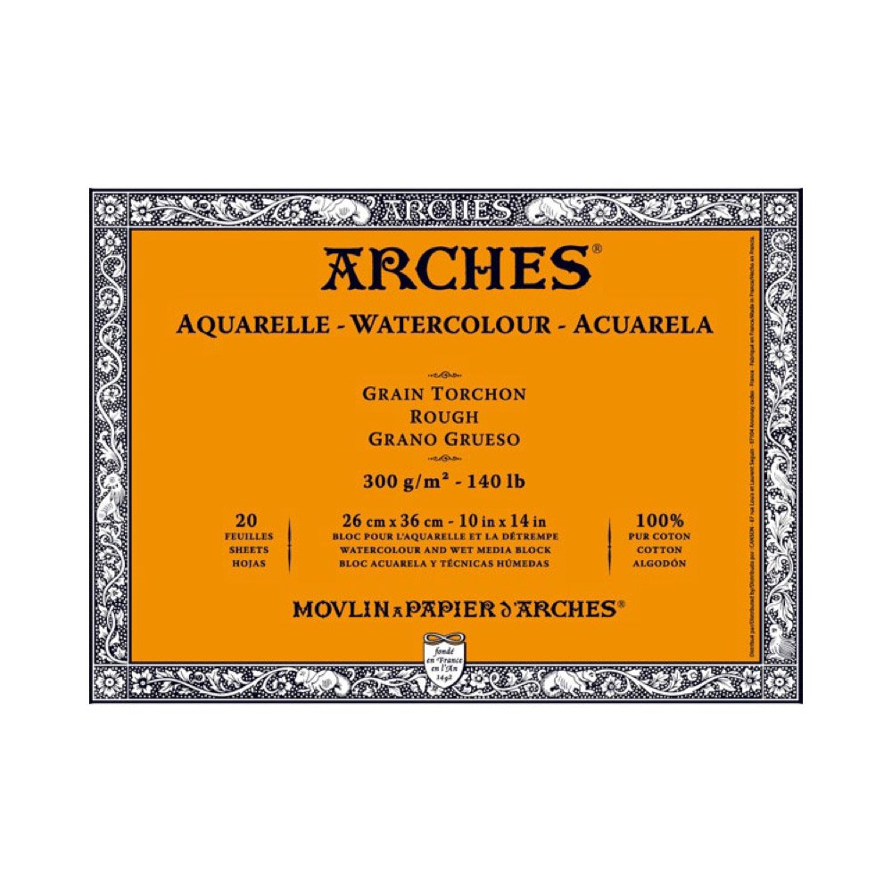Arches Aquarellblock, Holz, weiss, 36 x 26 x 1 cm, 20 rau 36 x 26 x 1 cm, rau 36 x 26 x 1 cm