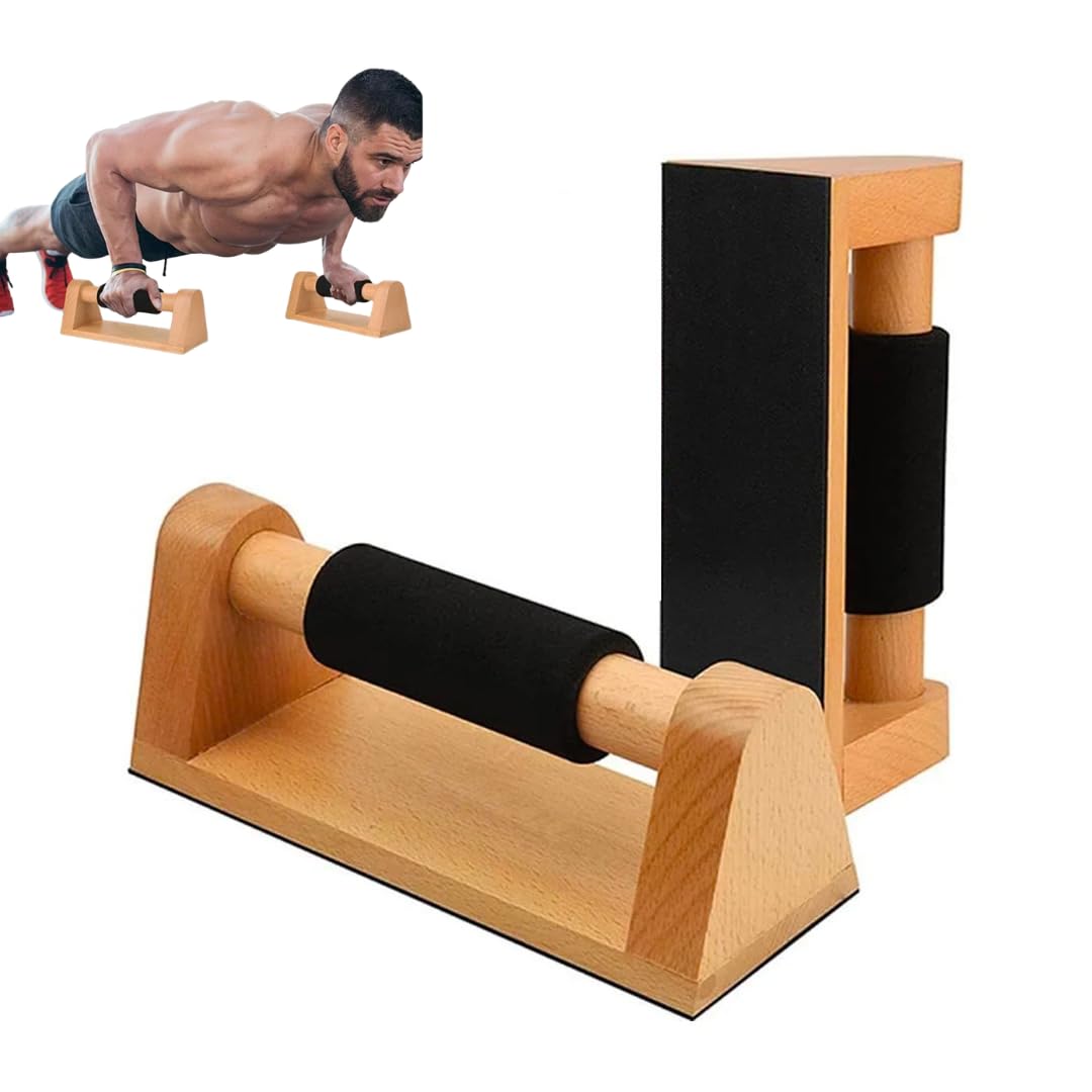 Aka & Lou 2 Push up bars aus Buchenholz, Parallettes calisthenics Griffe für Muskelaufbau, home fitn