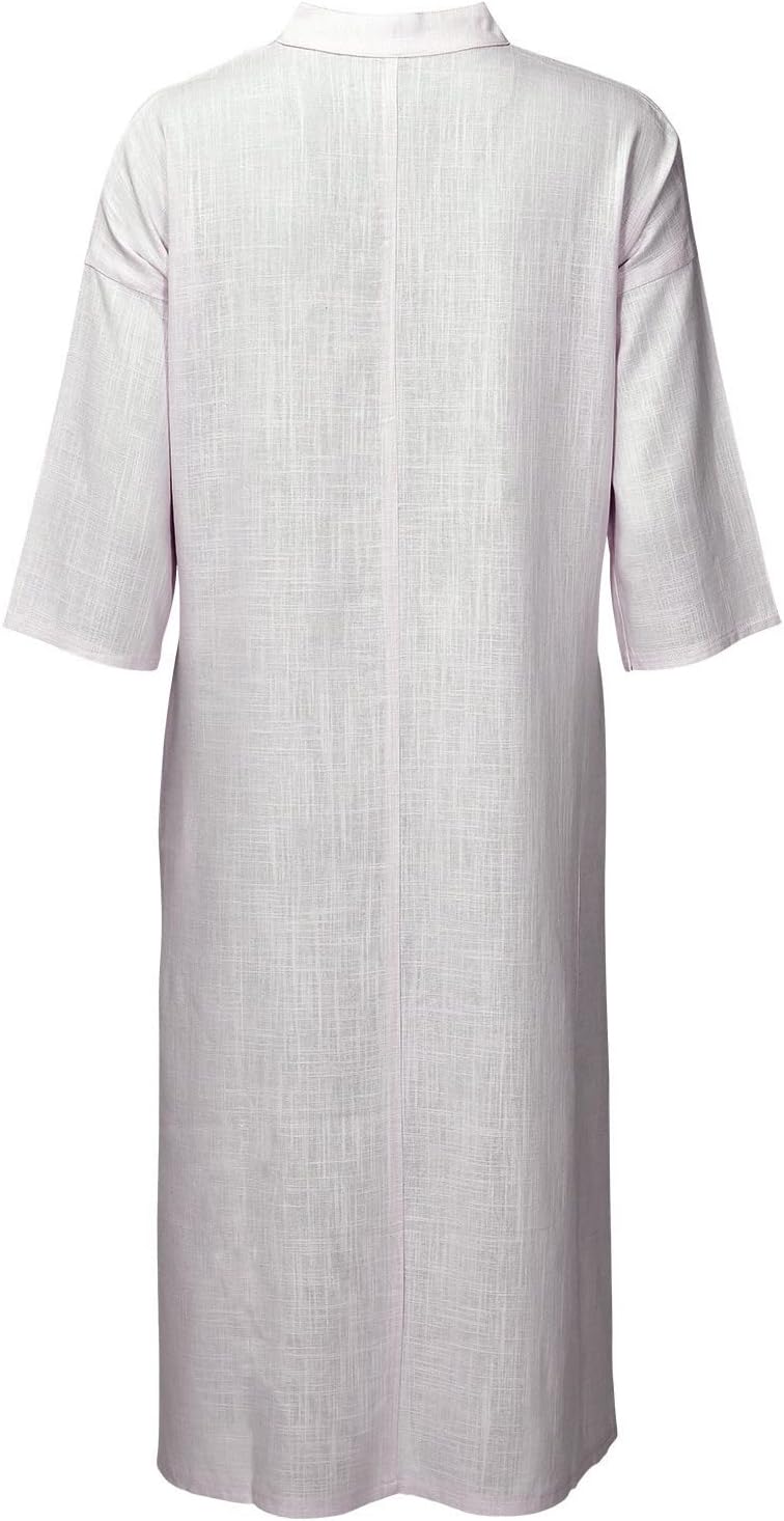TigerTie - hochwertiges Leinenkleid Knielang mit V-Ausschnitt, Kellerfalte vorne, seitlich geschlitz