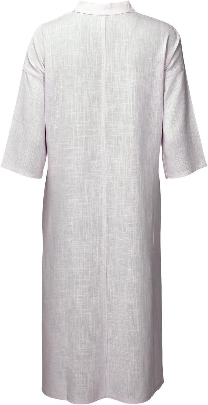 TigerTie - hochwertiges Leinenkleid Knielang mit V-Ausschnitt, Kellerfalte vorne, seitlich geschlitz