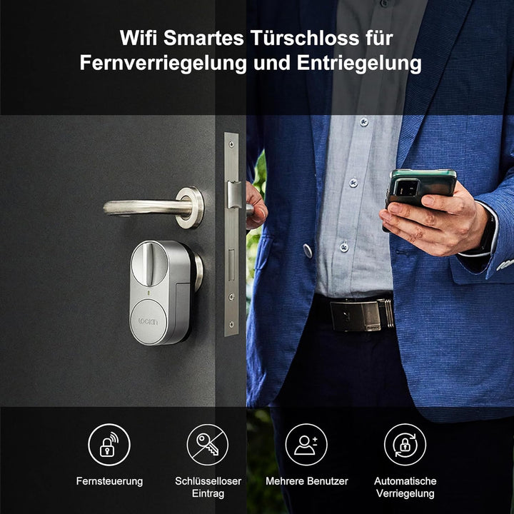Lockin Smartes Türschloss G30, WLAN & App-Steuerung, Auto-Lock, Alexa- & Google-kompatibel, keyless