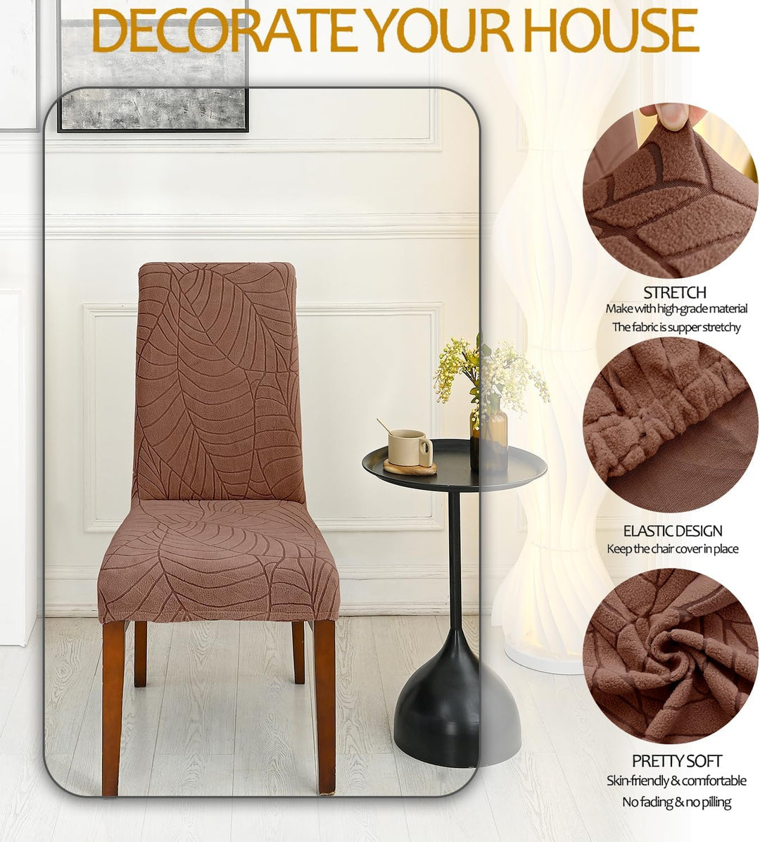 SHENGYIJING Stretch Set of 2 or 4 or 6 Waterproof Dining Chair Covers for Dining Room, Removable and